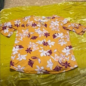 Purple and yellow floral boho top